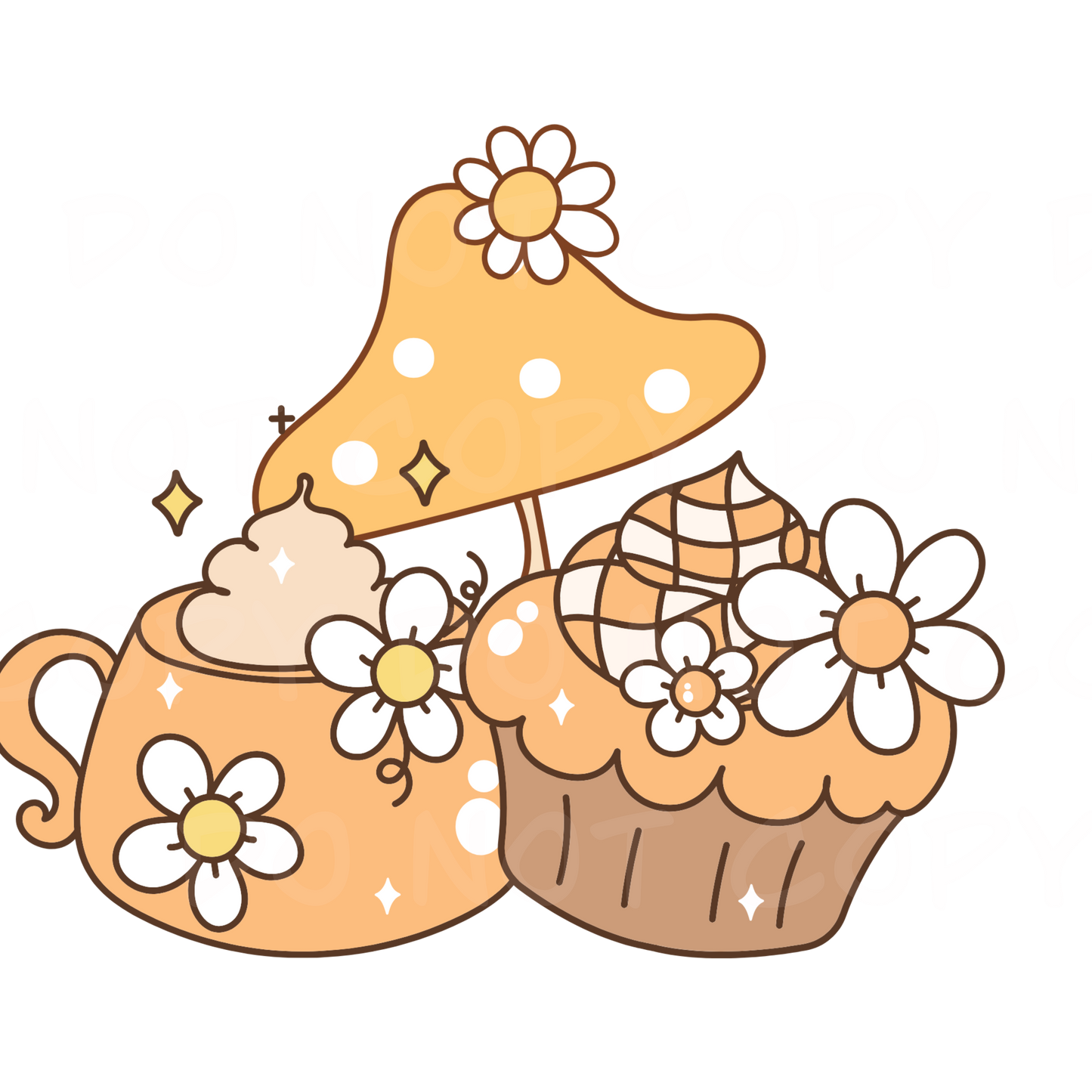 Groovy Cupcake mushroom  PNG/Sublimation