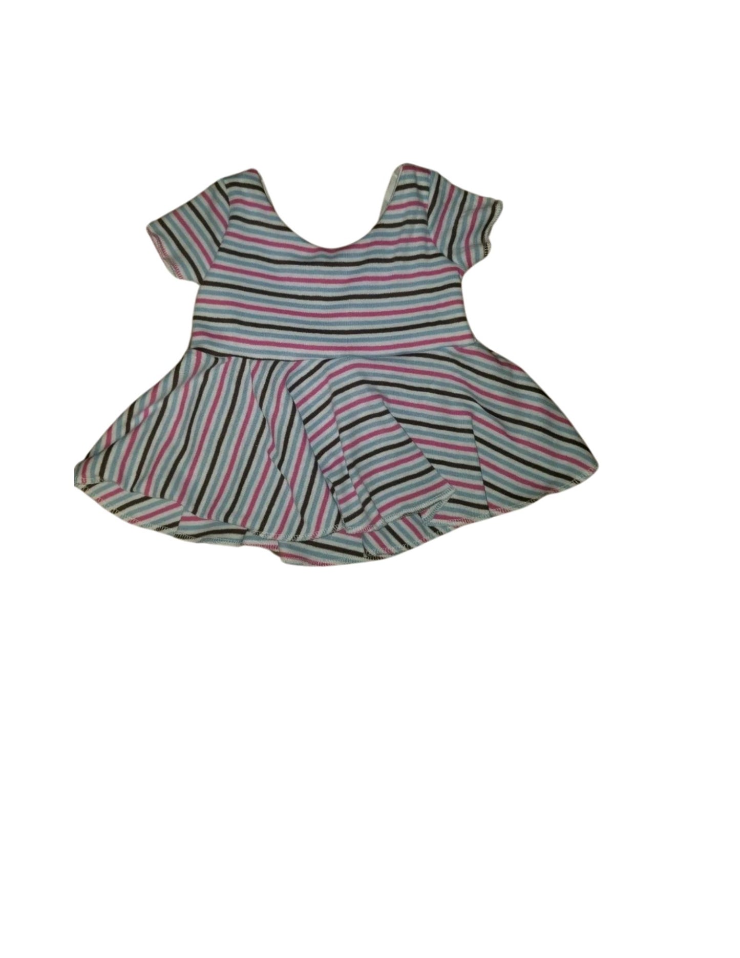 Blue and pink striped peplum top 3t