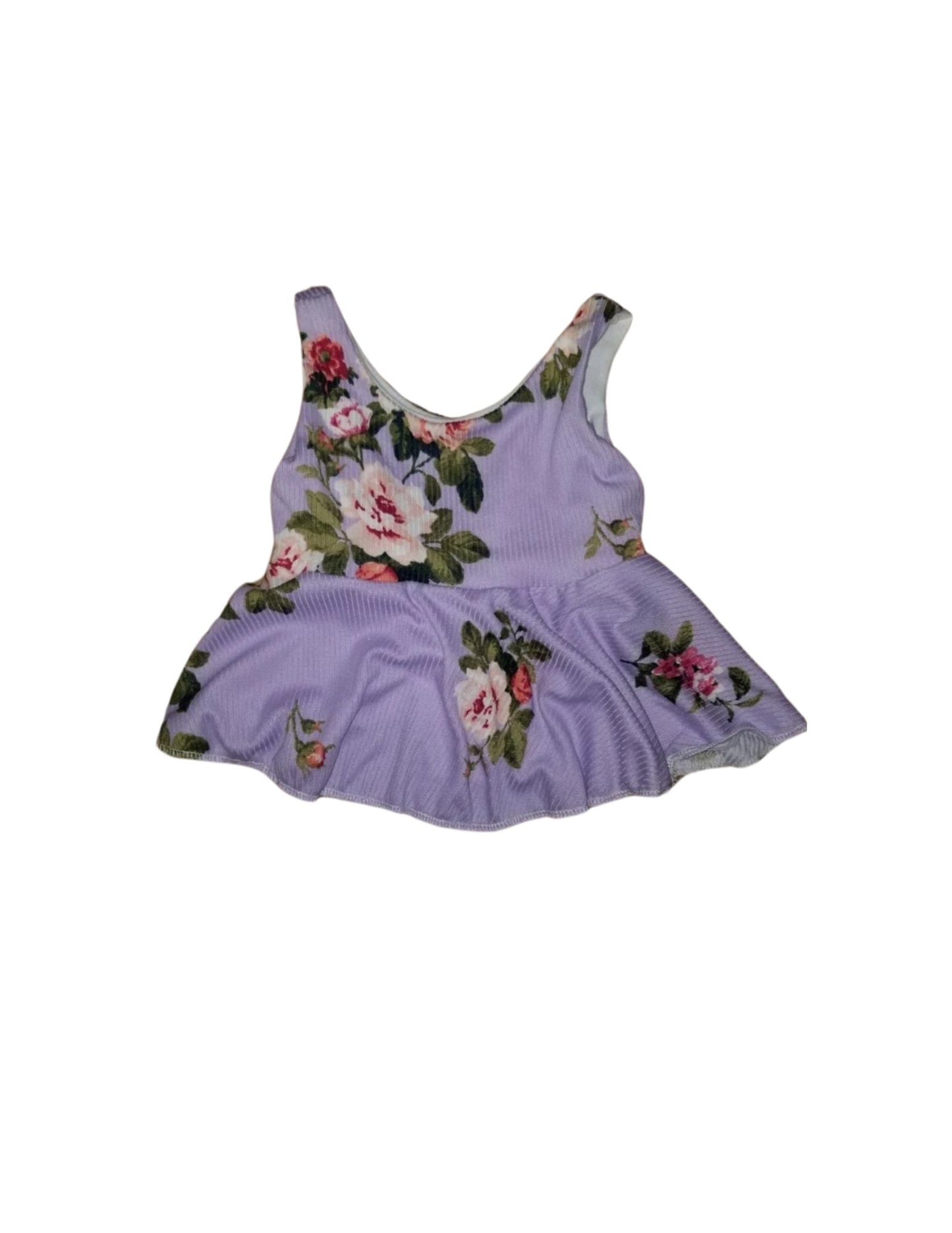 Purple floral peplum top 2t