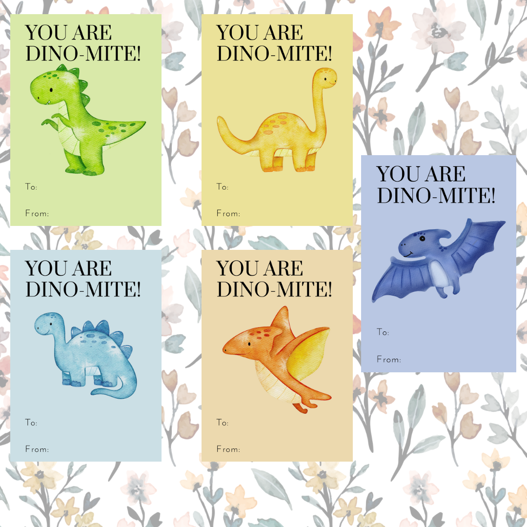 Printable Dinosaur Valentines Day Cards