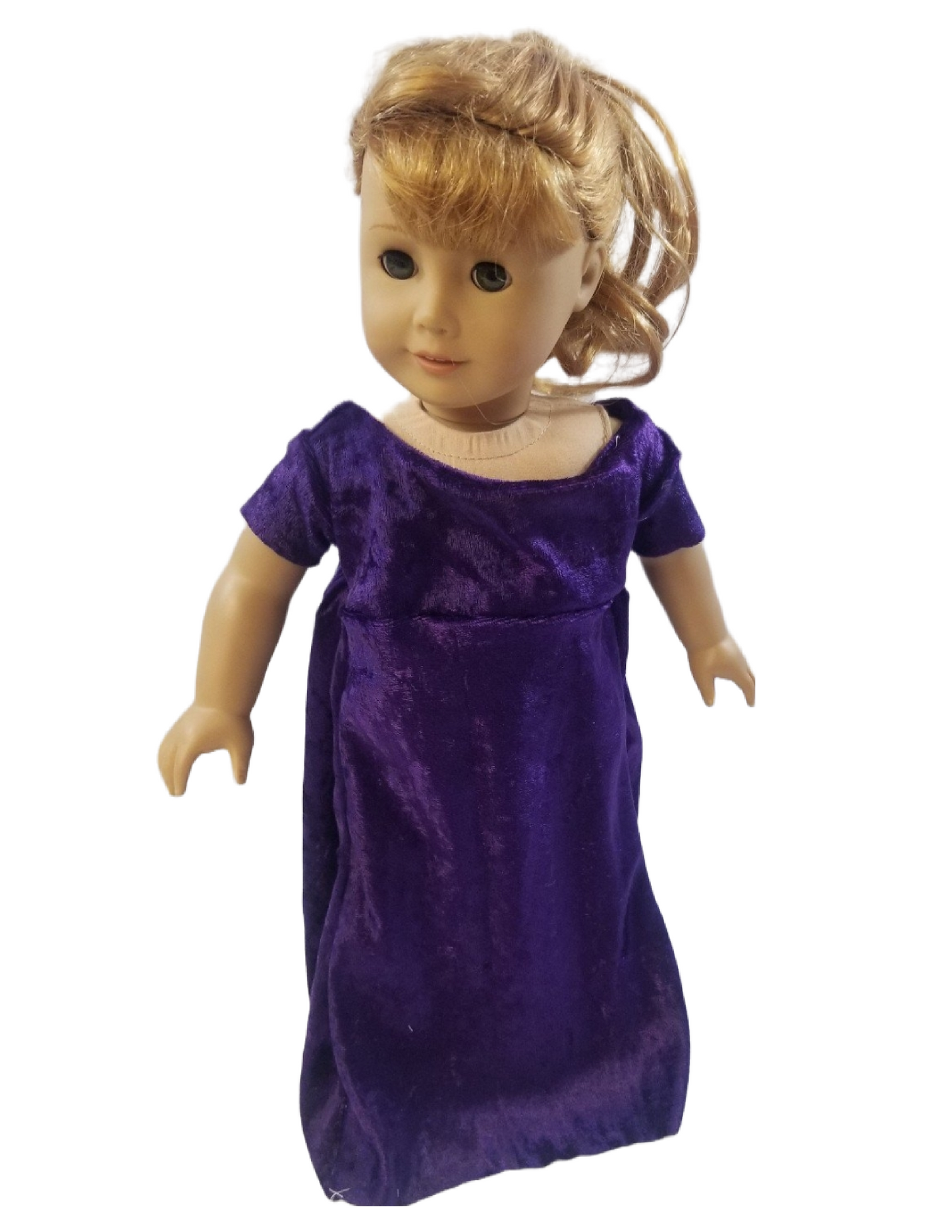 Purple velvet 18" doll dress