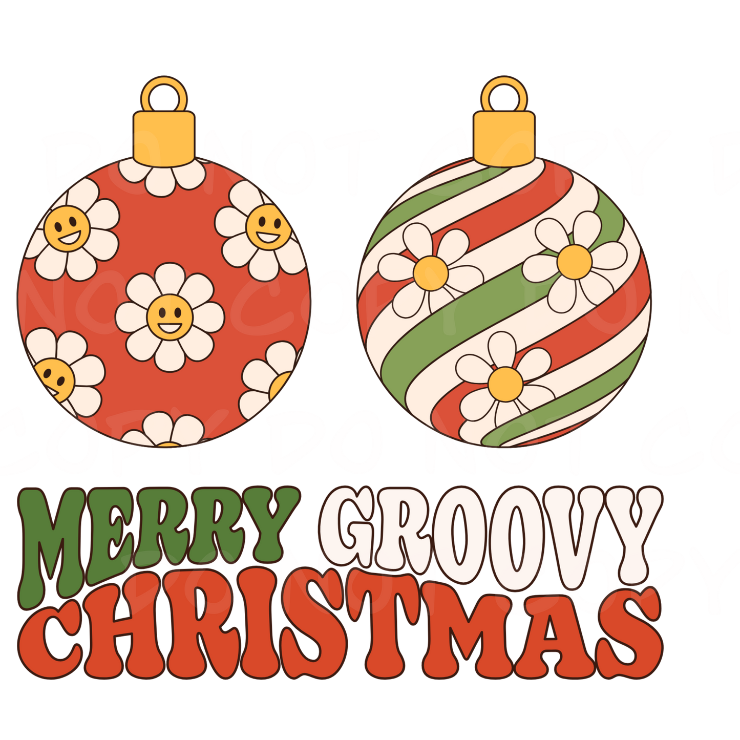 Bulb Merry groovy Christmas  PNG/Sublimation