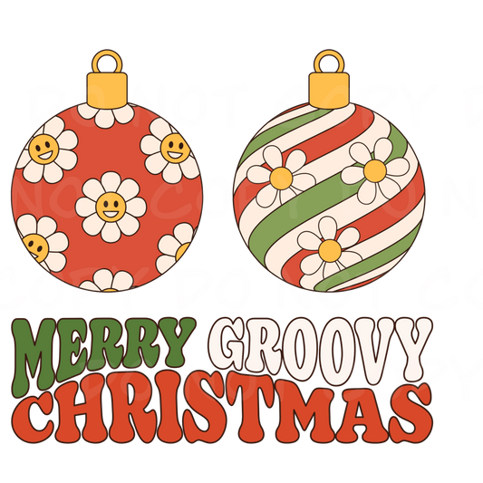 Bulb Merry groovy Christmas  PNG/Sublimation